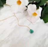 Emerald Teardrop Lariat Necklace